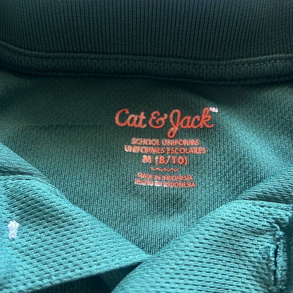 Cat & Jack Boys Medium 8/10 short sleeve green uniform polo - Picture 3 of 4